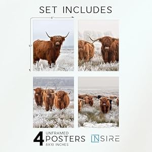 Insire Highland Cow Picture, Wall Art, Highland Cow Poster - Unframed (8x10) Insire Highland Cow Picture Wall Art Highland Cow Poster Unframed 8×10