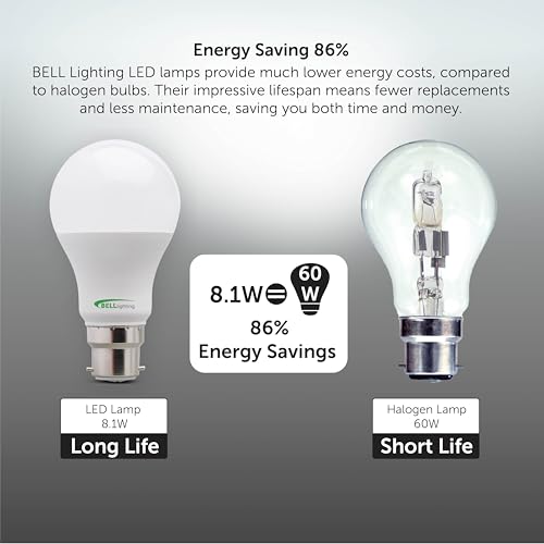 BELL Lighting B22 Bayonet Light Bulbs GLS LED 3 Pack | Cool White 4000K | 810lm 8.1W | Energy-Saving 60W Equivalent | Electric LED-Light | Dimmable - Image 4