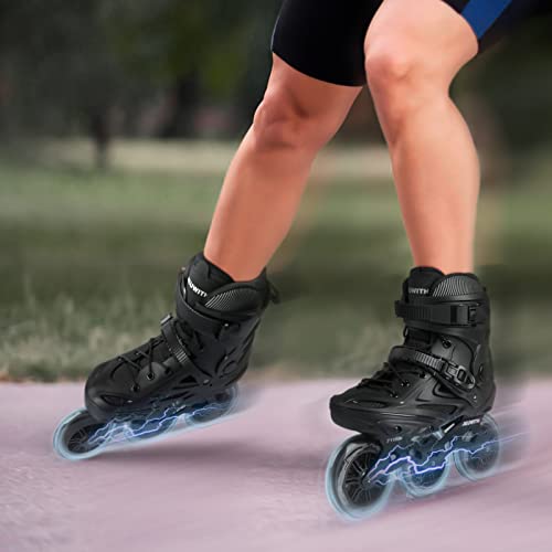 Image of Inline Skates for Men Women, 3 Wheels 110mm Blades Roller for Adult Male Female, Classic Outdoor Fitness Inline Speed Skates for Unisex (Black) Men10-11 /Women11-12 /29.5cm