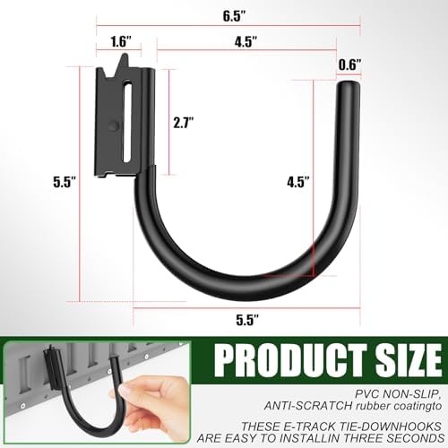 4 Pack Heavy Duty 5" E Track J Hooks with Non-Slip Rubber Coating — 사진 5