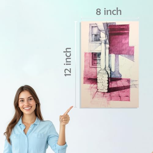 Image of SiddArtify Wall Art Prints Set - Architectural Sketch Poster Decor for Living Room Bedroom Office - 8x12 Sticker Pack of 6