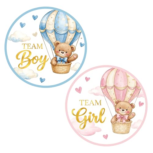 120 Pcs 2 Inch Gold Foil Team Boy or Girl Stickers Round Team Labels for Baby Shower Gender Reveal Party