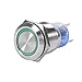 Produktbild 12V Druckschalter,19mm 12V Schalter Selbstsichernde Wasserdichte Metall Knopfschalter LED Lichtschalter Silber Shell(grün)