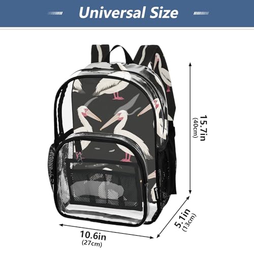 PVC Pelican Cartoon Black Funny Boys Girls School See Through Bag Clear Transparent Waterproof Backpack4