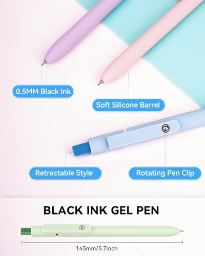 Fiover Pack 5 bolígrafos gel punta fina tinta negra miniatura 5