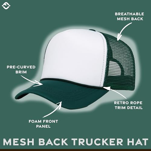 Image of Funky Junque Foam Trucker Hat, Trucker Hats for Women & Men - Blank Adjustable Snapback Mesh Back Baseball Cap