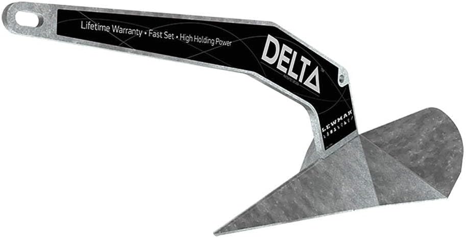 Lewmar 14-lb. Galvanized Steel Delta Anchor for Boats 21'-31', 23-3/8"L x 10-3/8"W x 10-1/4"H, Recommended Chain Size 1/4" or 6-7 mm - 2020202223