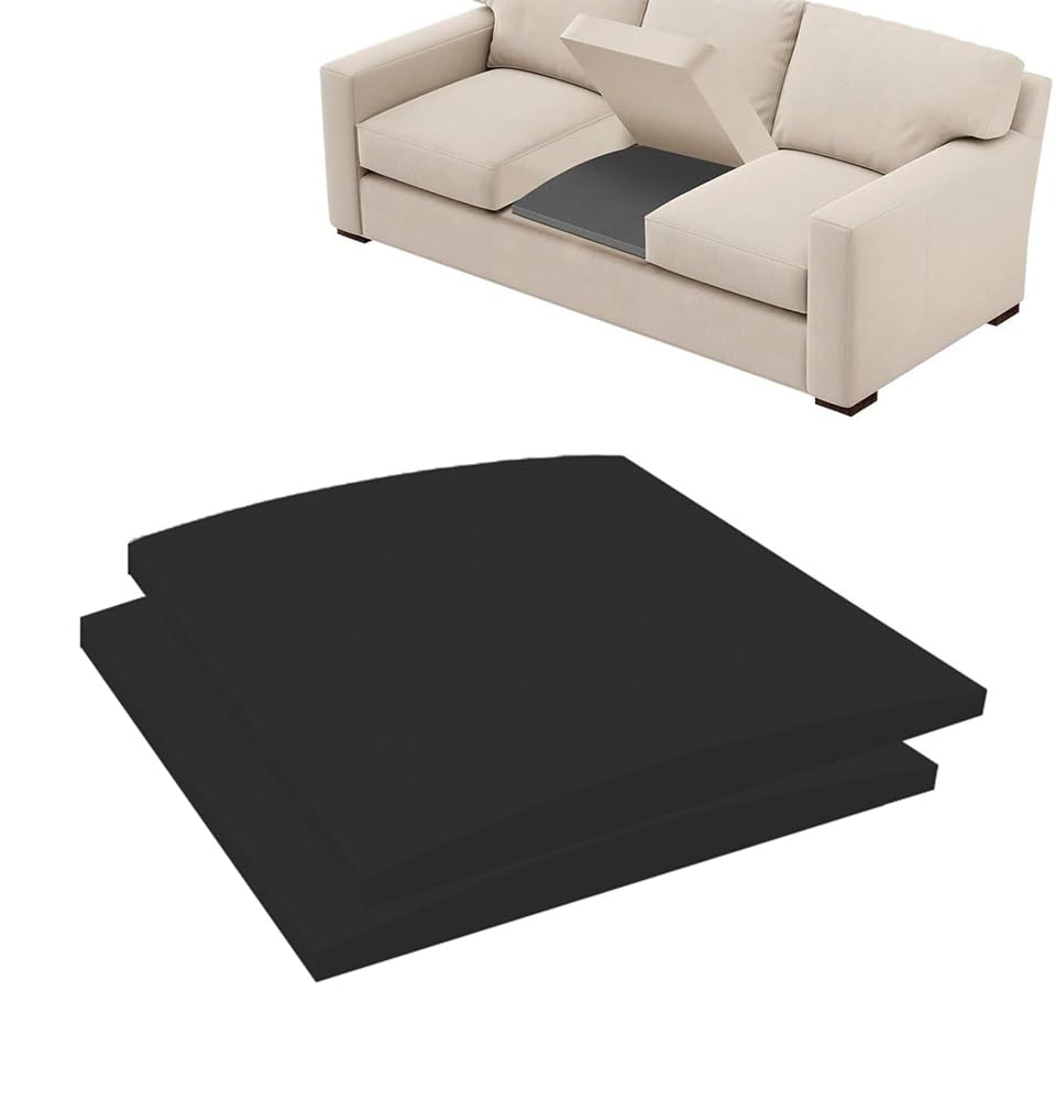 MOTTK 45D High Density Foam 40/50/60cm,Black Square Couch Cushion Repair Replacement Support for Sagging Seat,Quickly Repair Sofa Saggy Cushions (2,40x40cm)