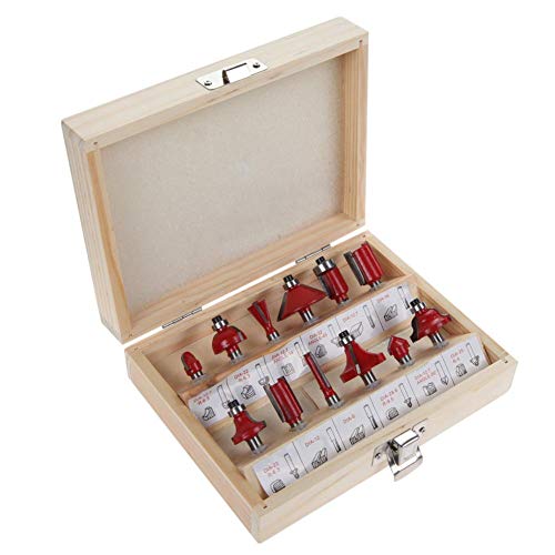 12 Pieces Routing Shank Router Cutter Bit Set with Wooden Case Tool (6mm)