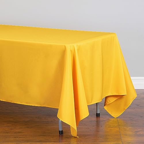 Nappe rectangle polyester dorée 70x120 pour repas de Noël