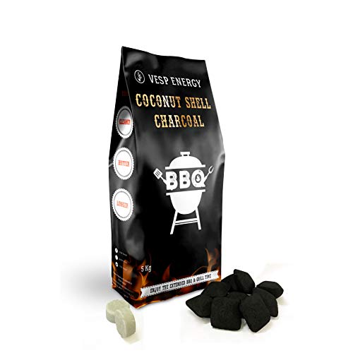 VESP ENERGY Charcoal Briquettes 5kg for Barbecue/Grill/TANDOOR with Fire Starter Cube for...