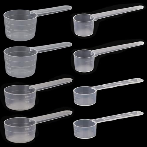Dosierlöffel, 8 Stück Messlöffel 4g, 5g, 15g, 20g, Measuring Spoons Messlöffel GrammDosierlöffel Plastik Messlöffelsets Pulver Löffel Protein Löffel Kaffee für Backmessen Kochen und Flüssigkeit