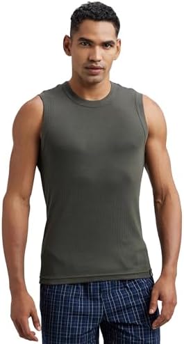 Jockey 9930 Men Super Combed Cotton Rib Solid Round Neck Muscle Vest Regular Fit