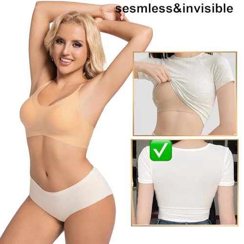 PRETTYWELL Bras for Women Comfort Seamless Bra, Cross Back Adjustable Bralette Bra, Wireless Everyday Bras for Women A-C Cup4