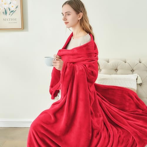 Image of BEDELITE Fleece Blanket Red Throw Blanket for Couch & Bed, Luxury Plush Cozy Fuzzy Blanket 50 inch x 70 inch, Super Soft Warm Lightweight Fall Throw Blanket for Travel Camping