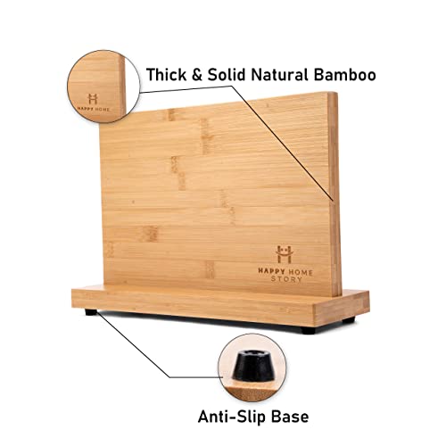 Magnetic Bamboo Knife Block 12", Double Sided Space Saving Freestanding Storage Holder For Knives, Handmade Universal Cutlery Organizer Stand With Magnets In A Bamboo Outer Layer, Without Knives #TOP7