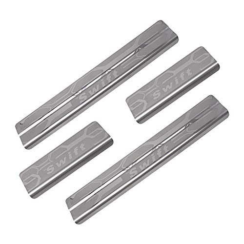 Image of GFX Car Door Sill Guard - Stainless Steel, Protects Painted Edges from Scuffs or Scratches Compatible with Swift Set of 4Pcs (After-Market) Model - 2018 Onwards