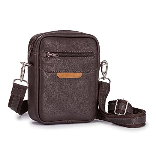 Mini Bolsa Shoulder Bag Couro Legítimo Tiracolo Transversal (MARROM ESCURO)