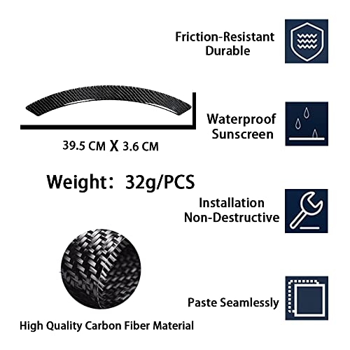 Image of Fender Anti-Scratch Protector Trim,Carbon Fiber Emblem Protector Fender Molding Side Stickers Decals Badge Sports Decoration Lossless Installtion Accessories 4 Packs Black