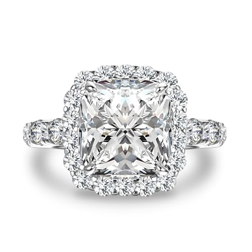 4.5 Carat Cushion Cut Engagement Ring, 5A CZ Simulated Diamond Promise Ring in Sterling Silver