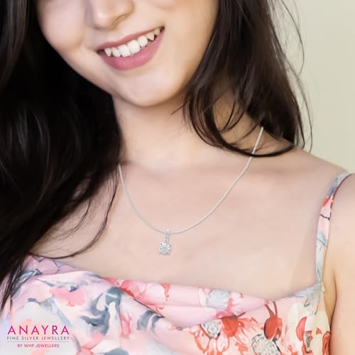 Image of 925 Sterling Silver Pendant Necklace for Women | Silver Locket with Chain | Daily Wear Jewellery | Minimalist Jewelry for Office & Casual Wear | Gift for Woman, Wife, Girlfriend, Mother, Sister | Anniversary, Birthday, Valentine's Day, Rakhi Gift