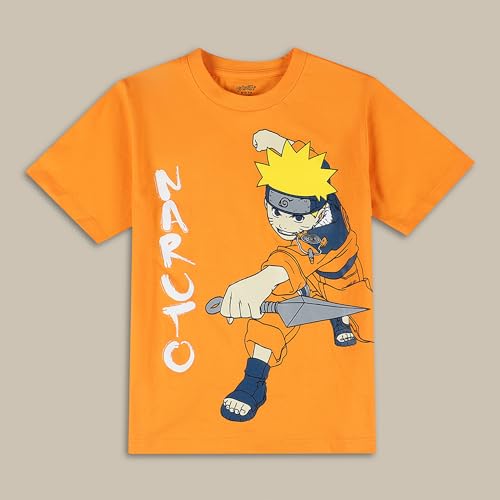 Image of Kidsville Official Naruto Anime Boys Half Sleeves Round Neck Graphic Character Printed Regular Fit Pure Breathable Cotton Fabric Tshirt