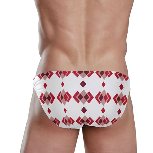 Red Block Swim Briefs for Men Swimsuit Bikini Swimwear S B04051413