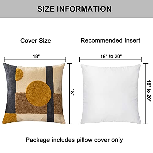 Vanncio Vintage Decorative Throw Pillow Cover, Cotton Rustic Retro Accent Pillowcase For Mid Century Boho Decor, Geometric Patterned Cushion Sham, Square 18 Inches, 1 Pc(Gold Brown) #TOP5