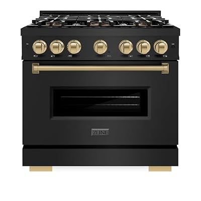 ZLINE Autograph 36 in. Black Stainless Classic Dual Fuel Range w/DuoPro Cooktop & Bronze Accents