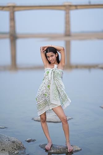 Block Printed Cotton Sarong – Indian Artisan Beach Wrap Nature-Inspired Sarong – Indian Block Print Beach Wrap Artisan Boho Cover-Up2