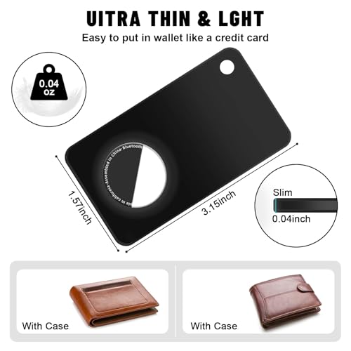 Airtag Wallet Holder 1 Pack,0.04 ” Thin Airtag cardholder,Thickness Utral Slim Silicone Protector for Purse,Handbag,Clutch Bag,Backpack Wallet(Black)3