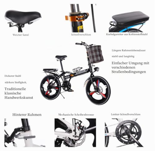klapprad 20 zoll Erwachsene Männer und Frauen Teens,Doppelte Stoßdämpfung vorne und hinten...