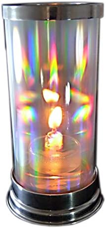 Firefly Rainbow Glass Candle Holder - Crystal Prism Hurricane Lan...