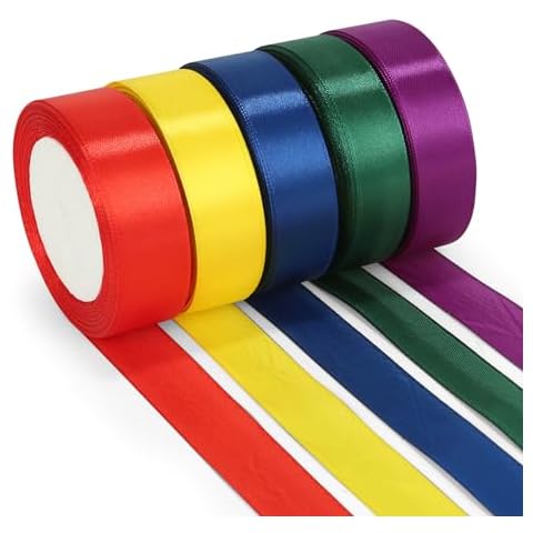 Rneswi, 5-Color 125 Yards Christmas Ribbon, Eternal Flower Ribbon, 1-Inch Red Ribbon, Suitable for Gift Wrapping, Crafting, Birthdays, Bouquet Decorations, and Wedding Party Decorations Cover