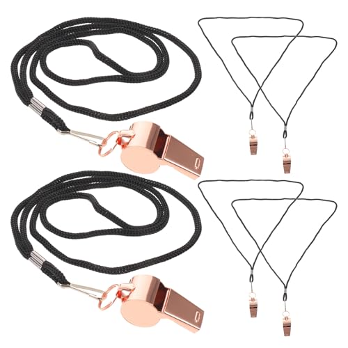 6 silbatos metálicos de árbitro con cordón para cuello miniatura 1