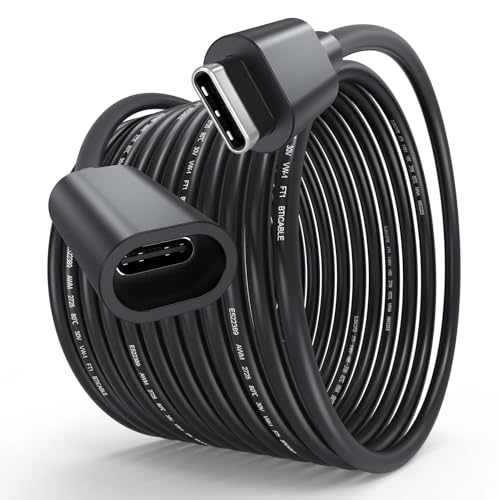 URELEGAN 10FT USBC Extension Cable for Ring Solar Panel, Black Waterproof USB C Male to Female Extender Cord 45W Charging Compatible with Ring USBC Solar Panel,Security Camera[10 FT Black]