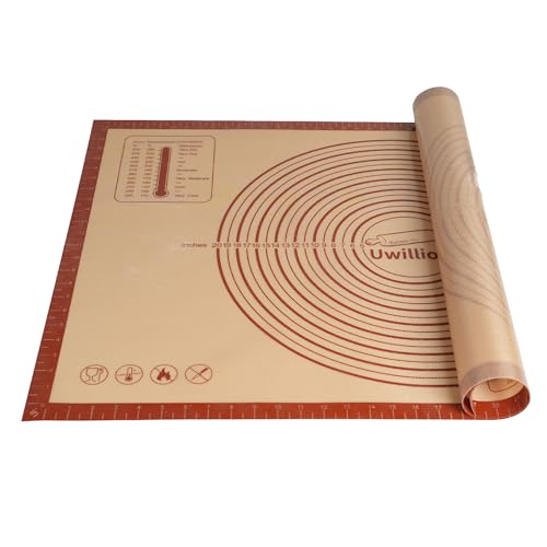 UWILLION Backmatte Silikon Groß 90 x 60 cm Backunterlage XXL Silikonmatte Teigmatte Ausrollmatte Arbeitsmatte mit Messung für Fondant Pizza Brot Matte