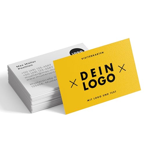 Visitenkarten erstellen 50 Business Cards personalisiert mit Logo Name Kontakt Papier beidseitig bedruckt stabil made in Germany