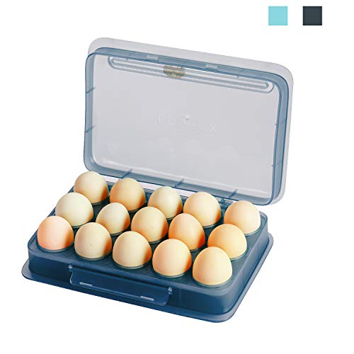 WOONEY Egg holders, Plastic Covered Egg Container for Refrigerator, Portable Stackable Tray Eggs
