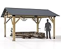 HOWSVN Wood Gazebo 13'x15', Cedar Wooden Gazebos, Outdoor Hardtop Gazebo with Waterproof Steel Roof, Fit Patio, Backyard, Garden, Lawns, Porch