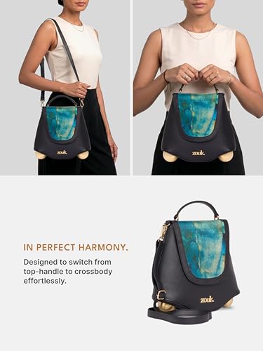 Image of ZOUK Women's Svara Sling Bag | Vegan Leather Bag | Crossbody + Top Handle with Adjustable Strap | Evening & Festive