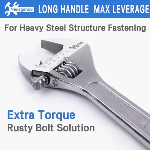 Image of Navegando 18 Inch Large Heavy Duty Adjustable Wrench, Big Jaw Opening, High Titanium Steel Forged Industrial Wrench for Plumbing, Automotive, Construction Repair