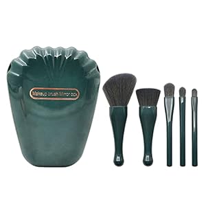 5 Pieces Of Shell Mirror Makeup Brush Set Portable Plastic Handle Powder Blusher Brush Eye Beauty Tools(Color:C)