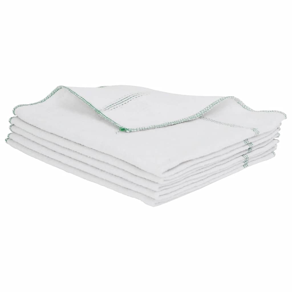 Paños de limpieza 10 unidades blanco verde rayas 50 x 60 cm algodón poliéster con bordes overlock para el hogar, cocina, baño, cuidado del suelo y eliminación de manchas