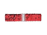 Allegra K Womens Plus Size Stretchy Waist Belts Metal Interlock Buckles Sequins Decor Belts for Dresses 60cm/23.62' Red
