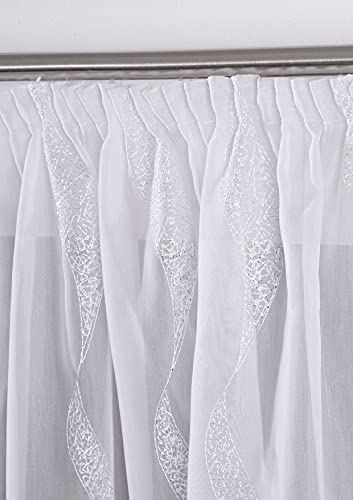 Deco Home Gardinen Store - Jasmin Muster Vorhänge Voile durchsichtig - 450 x 145cm