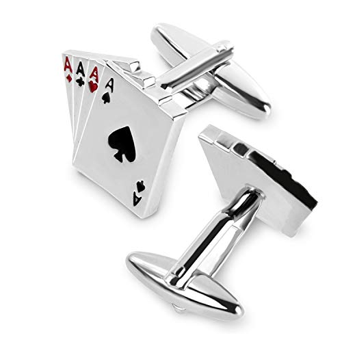Set de Mancuernillas y Sujetacorbata con Cartas de Póker para Hombre