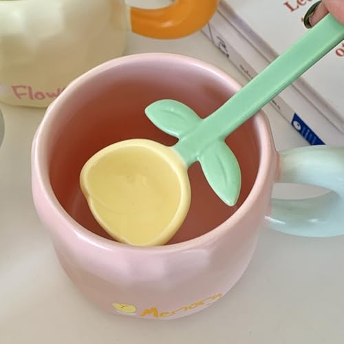 Taza de Porcelana Amarilla con Tapa y Cuchara 15 OZ miniatura 4