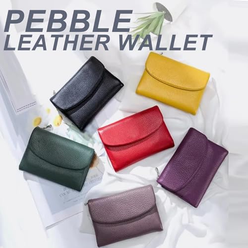 Unisex Pebble Leather Wallet – Compact Purse With Card Slots, Full-Grain Leather, Genuine Leather Small Wallets For Women (Dark Blue)2