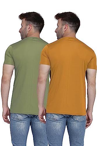 Image of TQH Men Dri Fit Polyester Half Sleeve Round Neck Multicolor t Shirts - Combo Set of 2